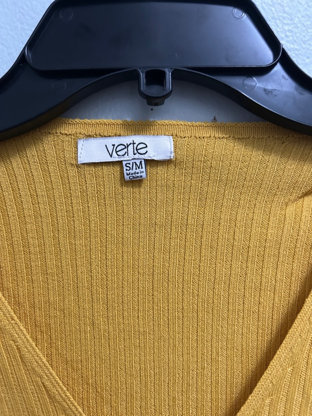 Verte Ribbed V-Neck Drawstring Top - Mustard - Picture 5 of 5